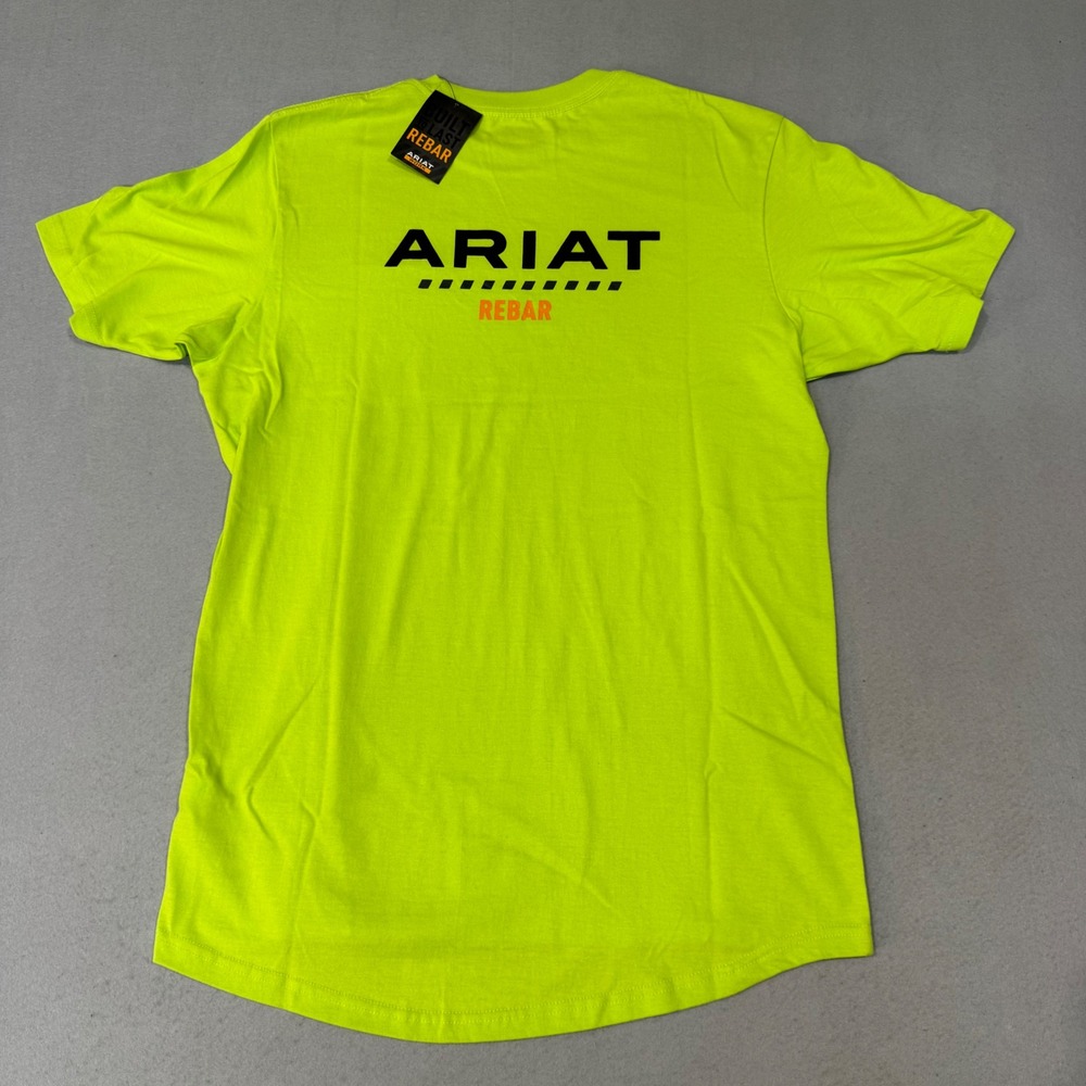 Ariat Rebar Cotton Strong T-Shirt Mens Small Lime Green Logo Short Sleeve NEW
